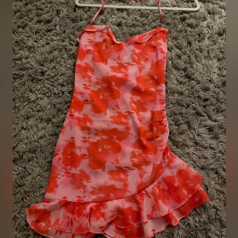Orange and pink mini dress #minidress